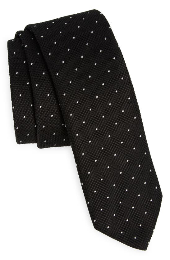 Hugo Boss Dot Print Silk Blend Tie In Black