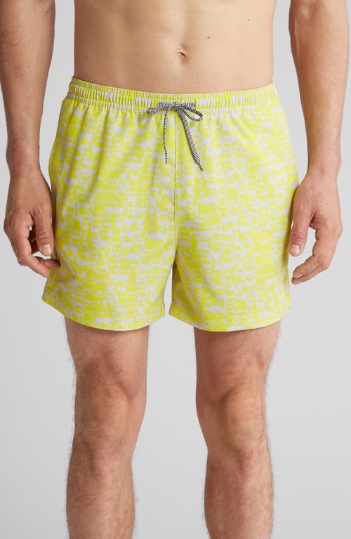 Recycled Volley Swim Trunks in Green Sulphur Abstract Geo