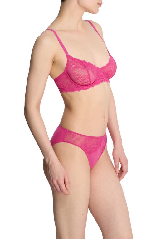 Shop Natori Heavenly Lace Convertible Balconette Bra In Raspberry Glaze