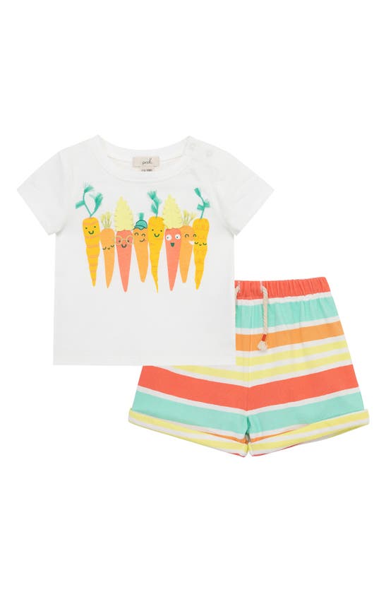 Peek Essentials Babies' Funky Bunch Cotton T-shirt & Shorts In White