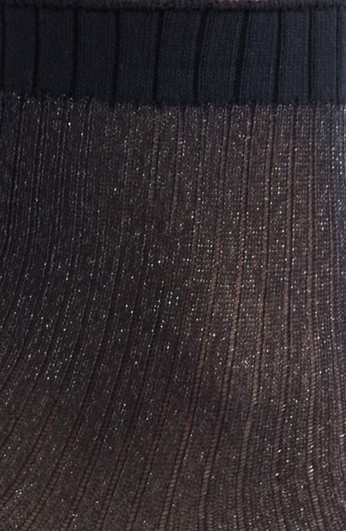 Nordstrom Sparkle Sheer Rib Quarter Socks In Black