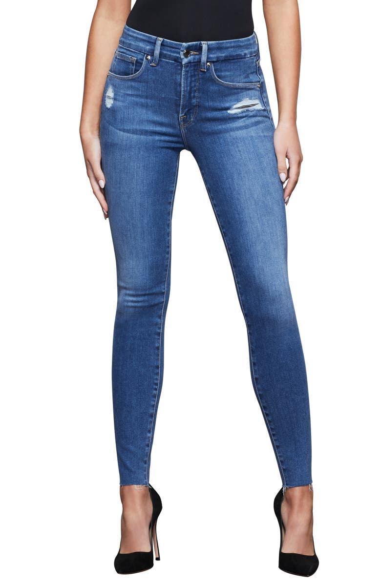 Good American Good Legs Zebra Pocket High Waist Skinny Fit Jeans (Blue ...