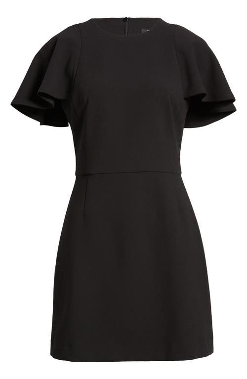 Shop French Connection Whisper Flutter Sleeve Sheath Minidress In Black