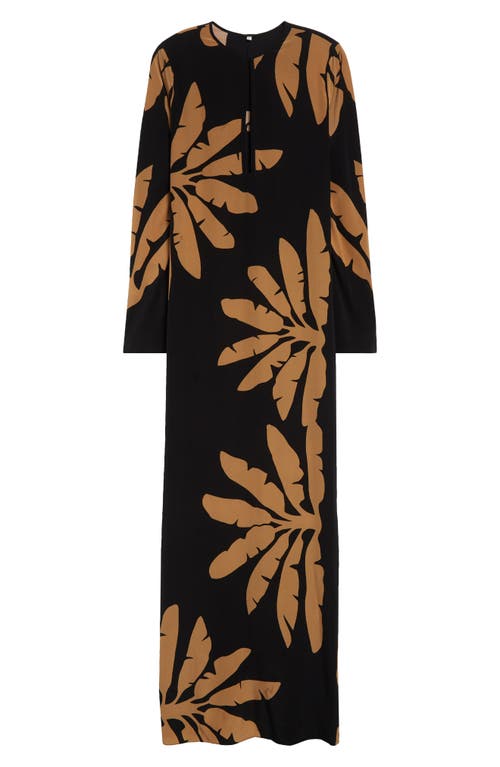 Shop Johanna Ortiz Southwestern Long Sleeve Maxi Dress In Wilderness Black-camel