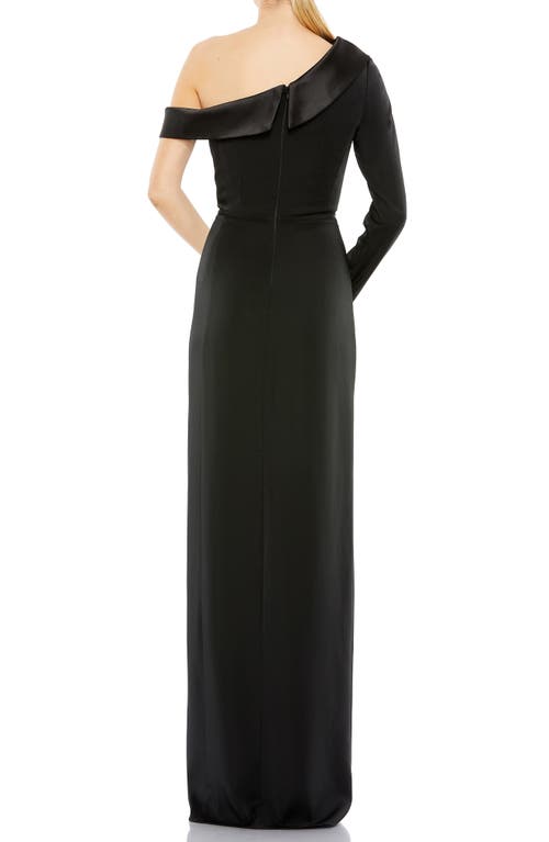 Shop Ieena For Mac Duggal One-shoulder Jersey Sheath Gown In Black