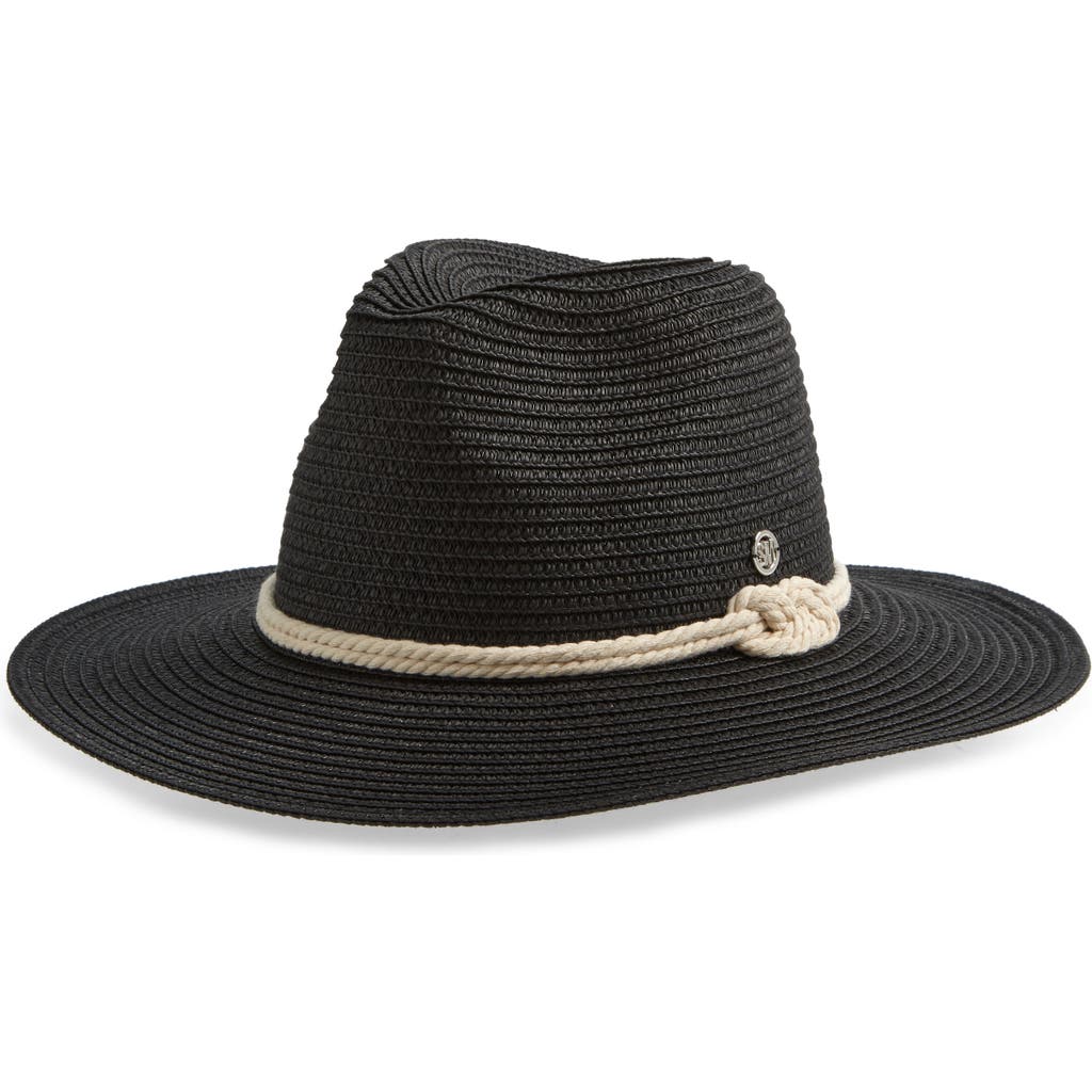 Shop Steve Madden Poppy Nautical Panama Hat In Black
