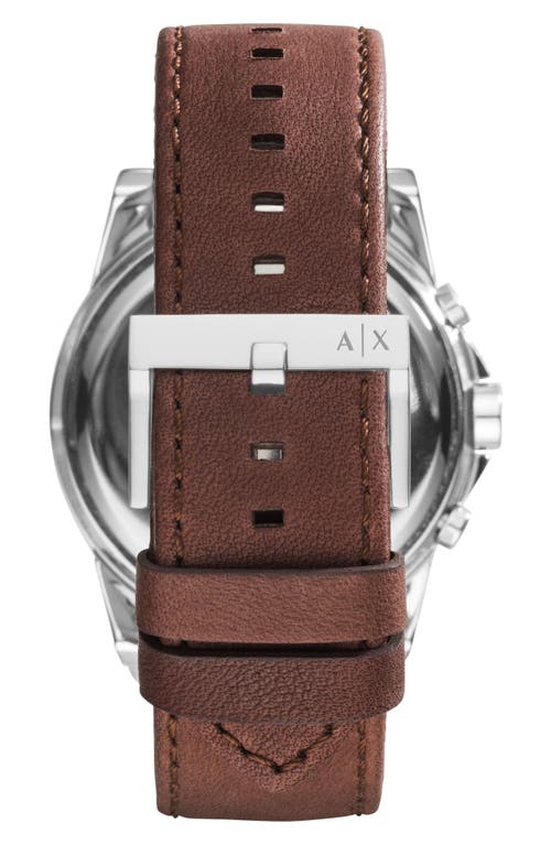 Shop Ax Armani Exchange Chronograph Leather Strap Watch, 45mm In Brown/blue