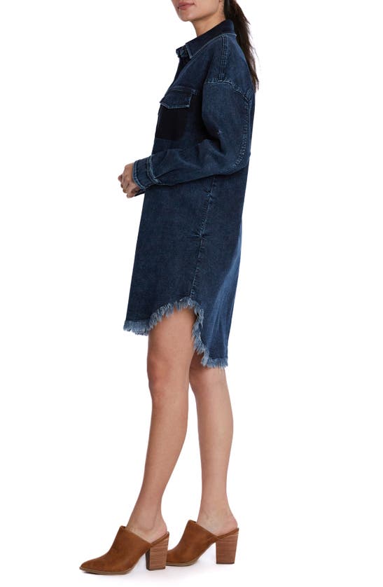 Wash Lab Denim Denim Mini Shirtdress In Dusk Blue