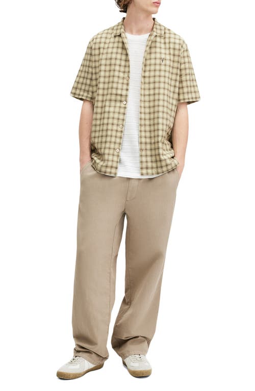Allsaints Zeke Plaid Cotton Button-up Shirt In Light Khaki