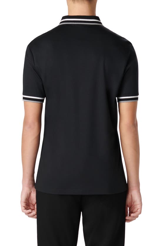 Shop Bugatchi Tipped Short Sleeve Cotton Polo In Black