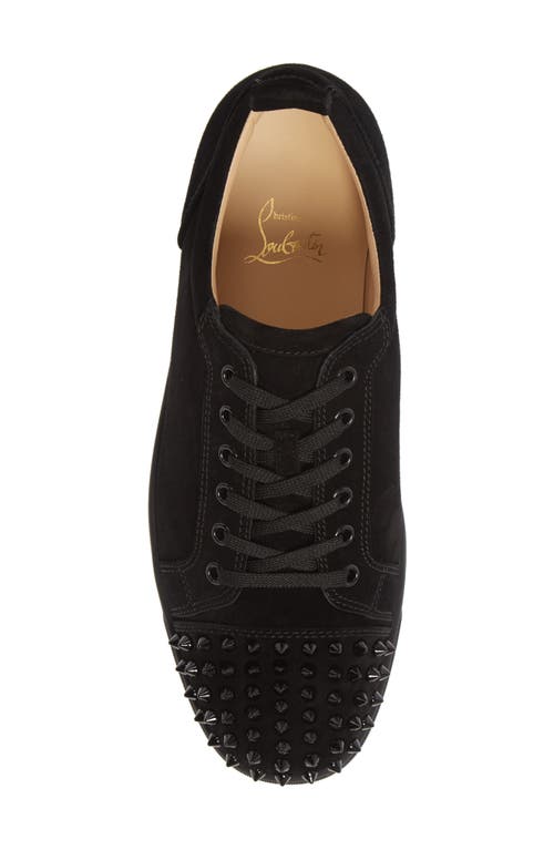 Shop Christian Louboutin Louis Junior Spikes Sneaker In Black/black/black