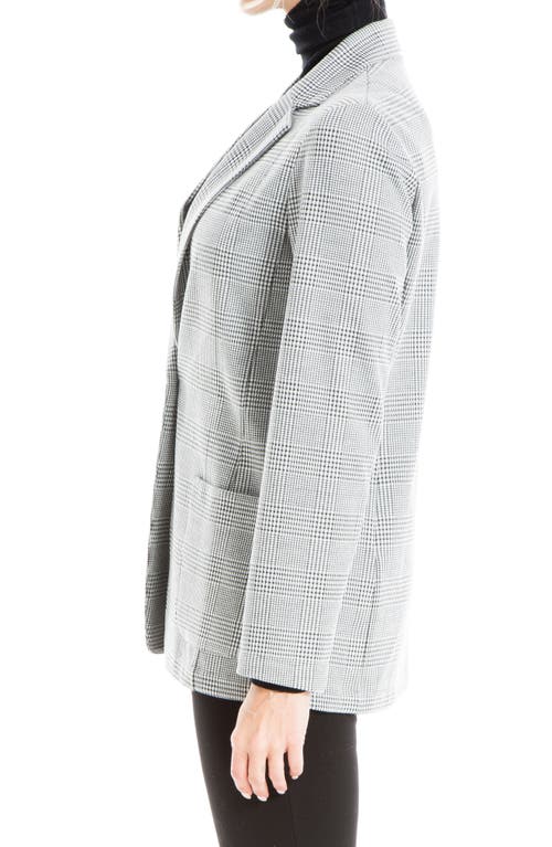 Max Studio Double Knit One-button Blazer In Black/ivory Glen Plaid