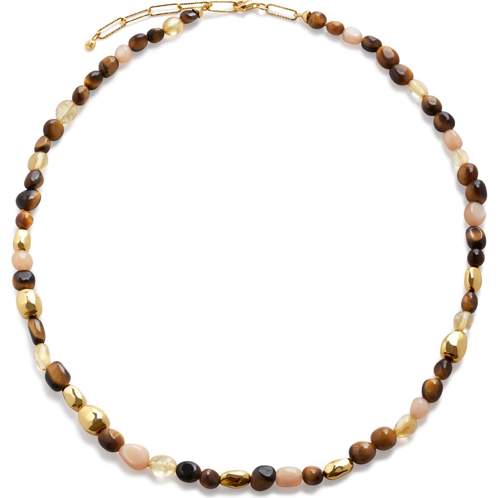 Monica Vinader Beaded Stone Necklace In Brown