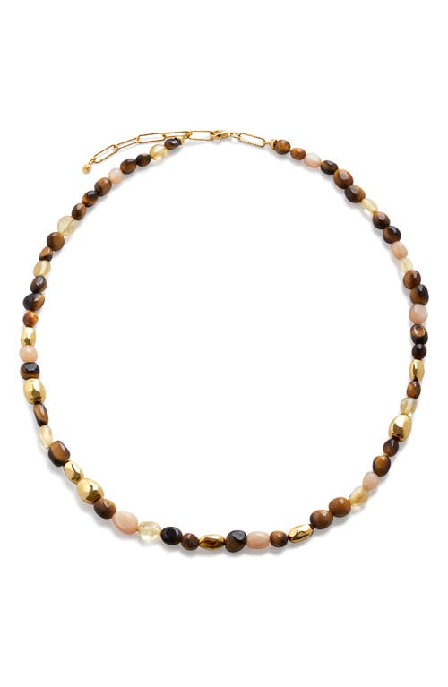 Monica Vinader Beaded Stone Necklace in 18Ct Gold Vermeil /Tigers Eye at Nordstrom