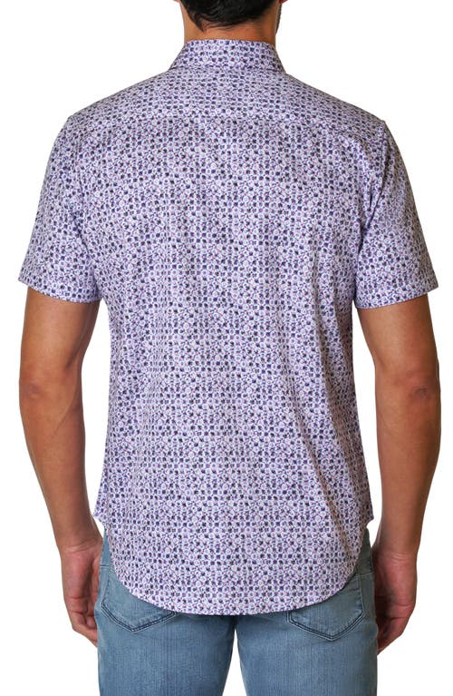 Robert Graham Atkins Short Sleeve Woven Button-up Shirt In Purple