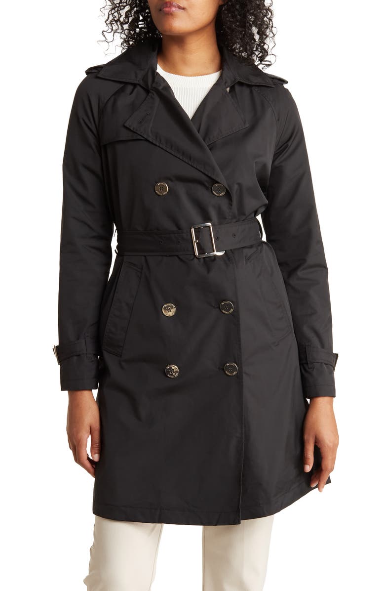 Michael Kors Belted Water Resistant Trench Coat with Removable Hood ...