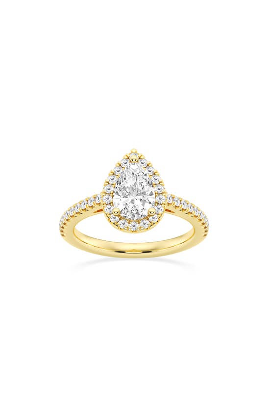 Shop Badgley Mischka Collection 14k Gold Pear Cut Lab Created Diamond Halo Ring In Yellow
