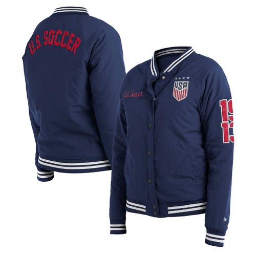 5TH AND OCEAN BY NEW ERA Women's 5th & Ocean by New Era Navy USWNT Throwback Raglan V-Neck Full-Snap Jacket