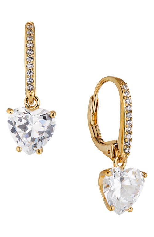 Nadri Modern Love Cubic Zirconia Heart Earrings in Gold