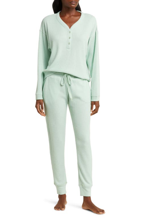 Papinelle Waffle Knit Pajamas in Mint at Nordstrom, Size Large