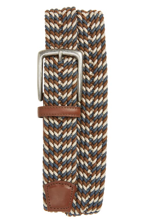 Woven Belt in Blue/Cream/Brown