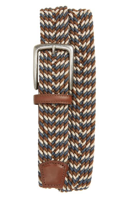 Shop Torino Woven Belt In Blue/cream/brown