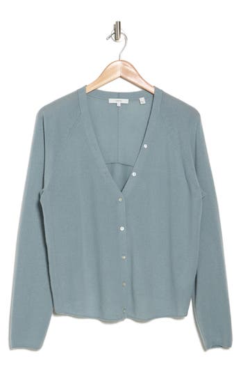 Shop Vince V-neck Cashmere Cardigan In Light Sea Stone