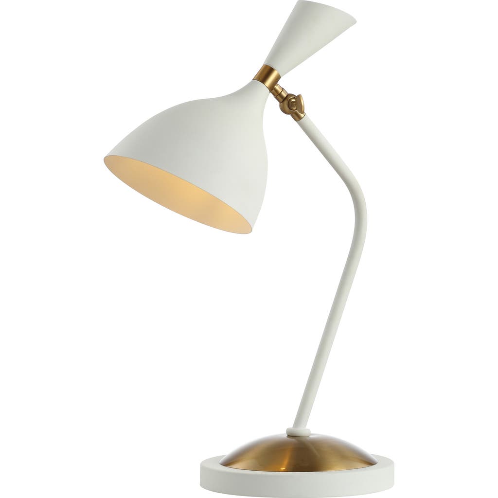 Jonathan Y Albert Iron Retro Mid-century Led Table Lamp In White