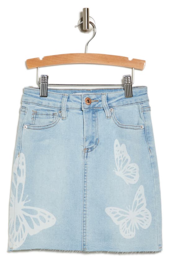 Shop Ymi Kids' Butterfly Denim Skirt In Light