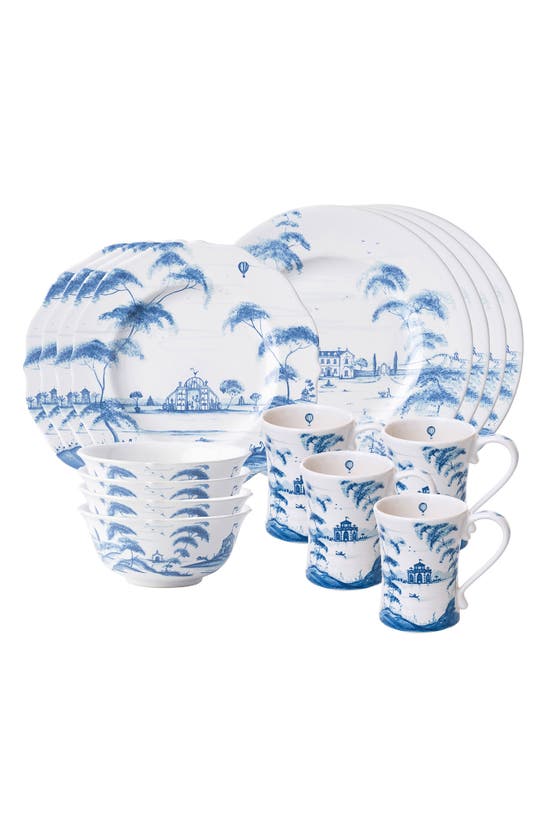 Juliska Country Estate 16 Piece Dinnerware Set, Service For 4 In Delft Blue