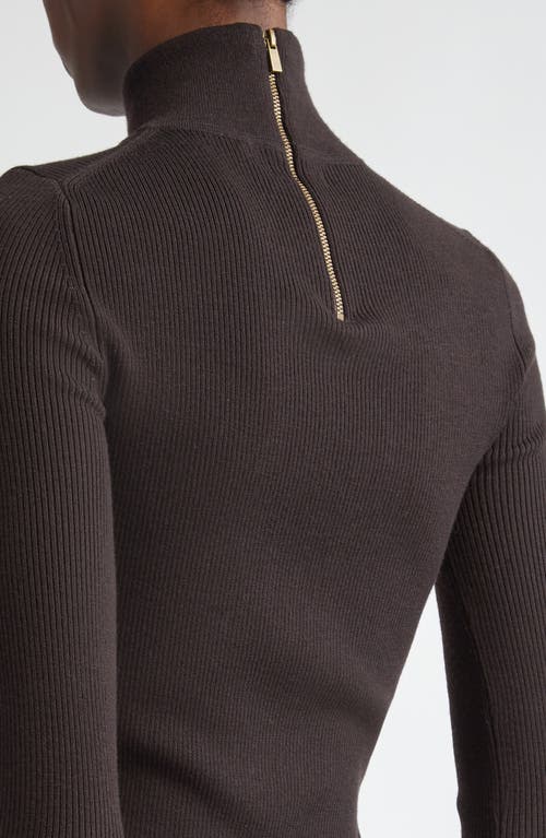 Michael Kors Longline Cashmere Turtleneck Sweater In Chocolate