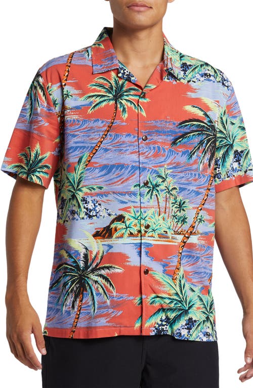 Shop Quiksilver Dna Island Print Camp Shirt In Spiced Coral Dna Island Ss