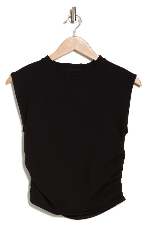 Shop Renee C Ruched Side Muscle Tee In Black