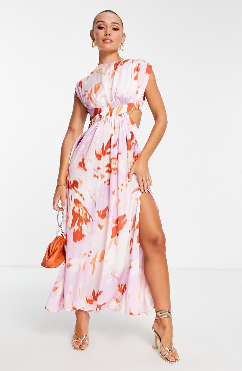 ASOS DESIGN Floral Cutout Maxi Dress | Nordstrom