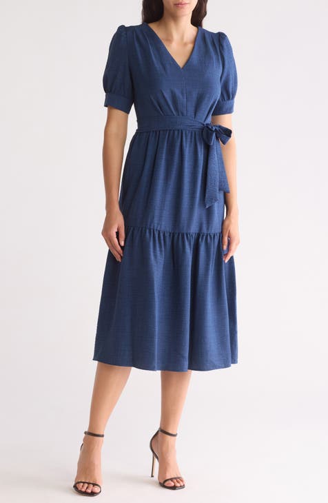 Short Sleeve Tiered Midi Dress