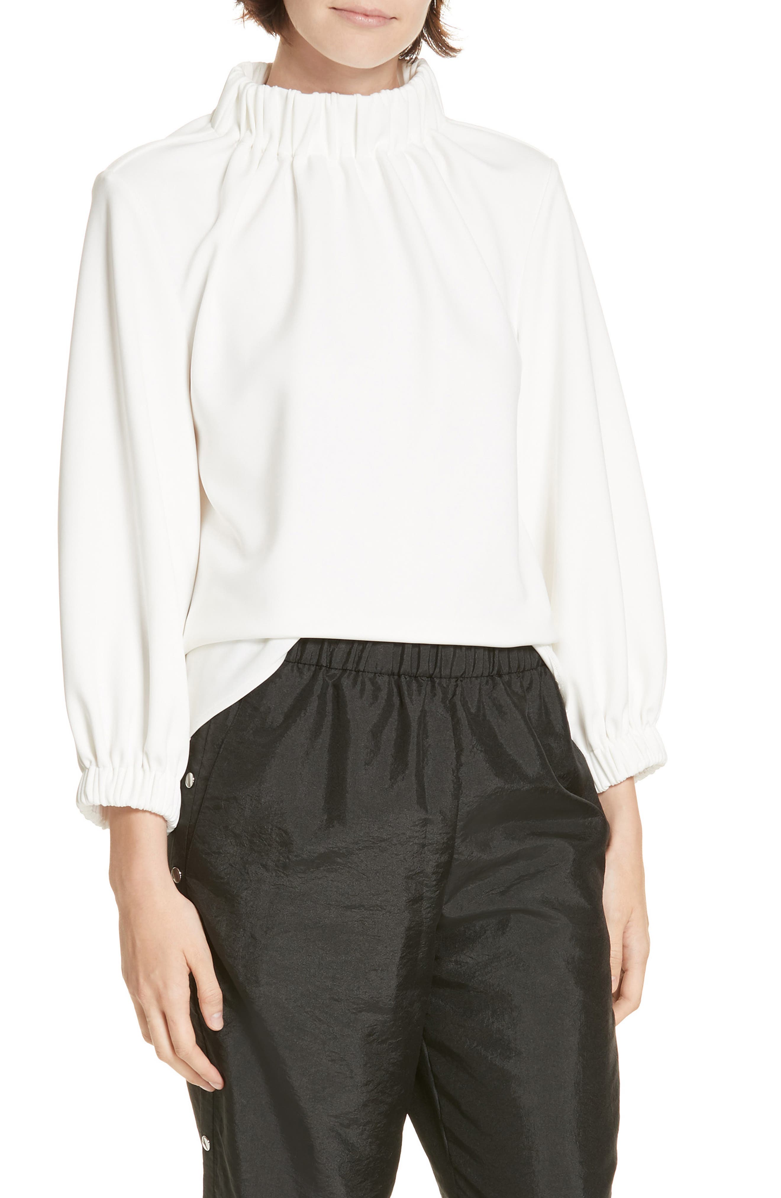Tibi Womens Shirred High Neck Top