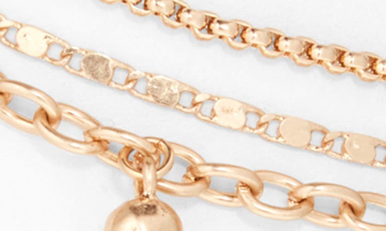 Shop Melrose And Market Set Of 3 Mixed Chain Anklets In Gold