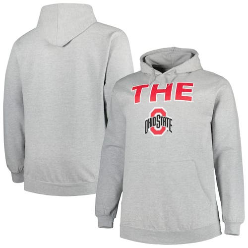PROFILE Men's Heather Gray Ohio State Buckeyes Big & Tall "The" Pullover Hoodie