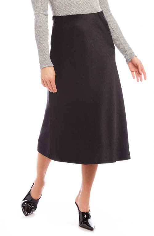 Shop Karen Kane Bias Cut Satin Midi Skirt In Black