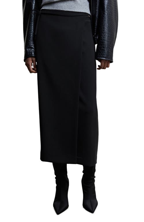 MANGO Wrap Midi Skirt in Black