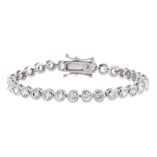 Shop Adina Eden By  Bezel Tennis Bracelet In Silver