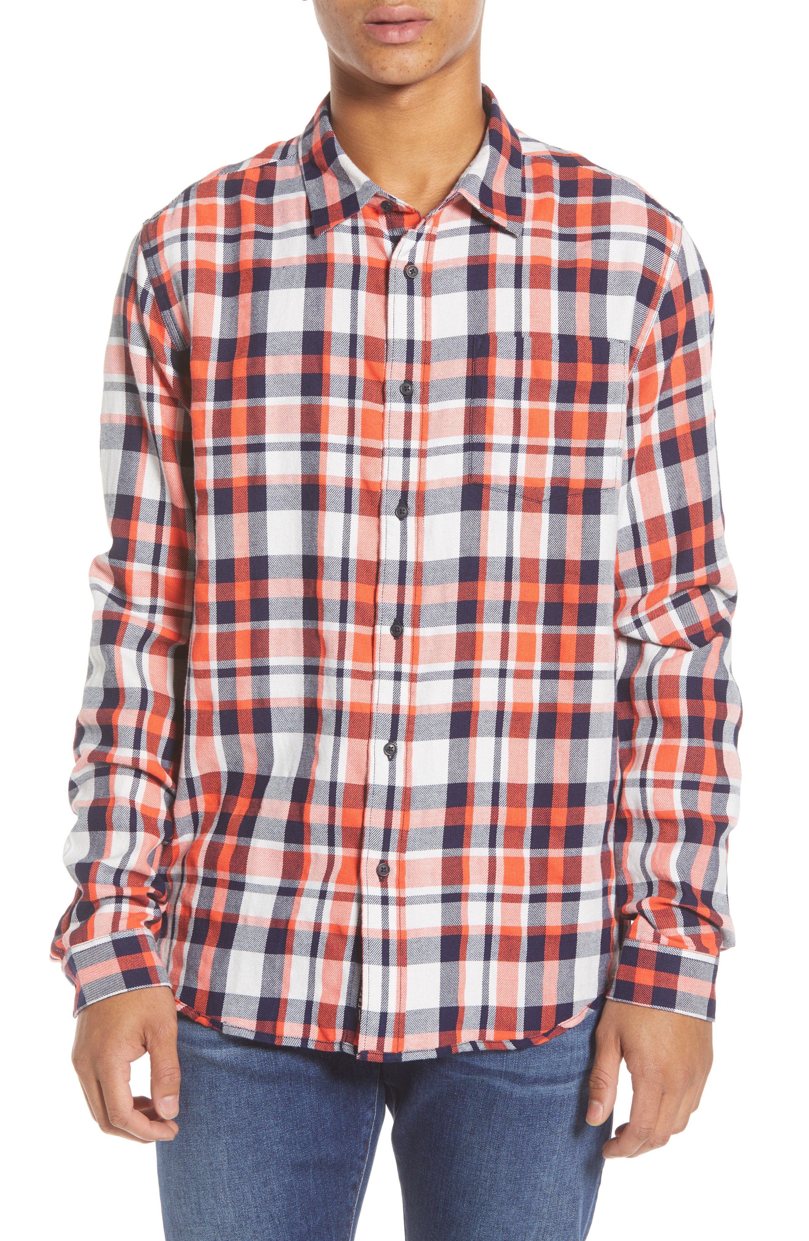 Scotch & Soda Plaid Button-Up Flannel Shirt, Red