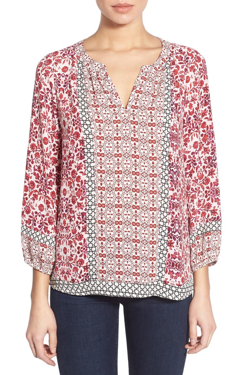 NYDJ Mixed Pattern Peasant Blouse (Regular & Petite) Nordstrom