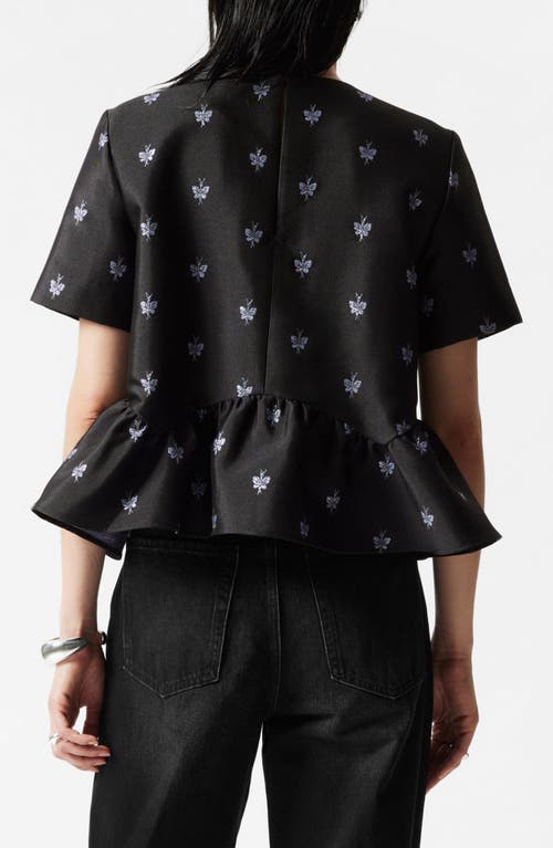 & Other Stories Floral Jacquard Peplum Top In Dolce