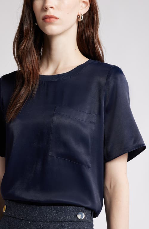 Shop Nordstrom Woven Pocket T-shirt In Navy Night