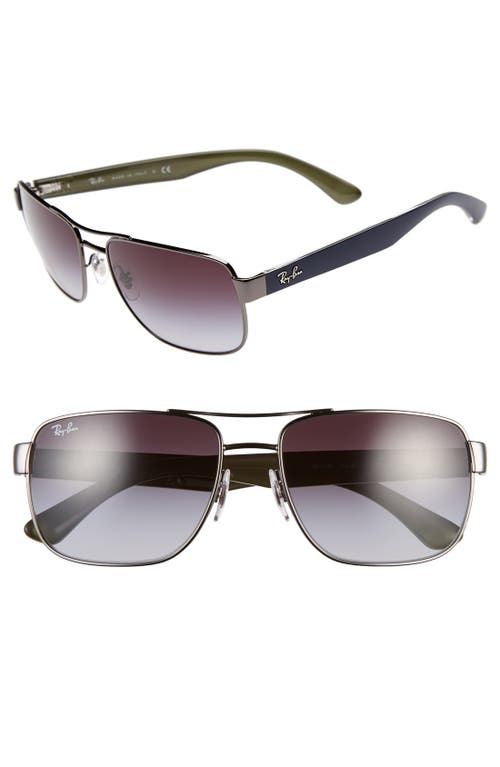 Ray-Ban 58mm Steel Aviator Sunglasses in Gunmetal/Grey Gradient at Nordstrom