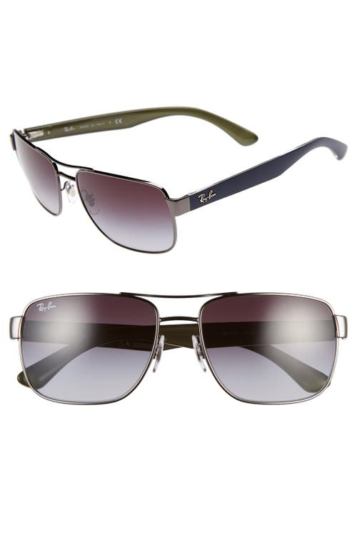 Ray Ban Ray-ban 58mm Steel Aviator Sunglasses In Gunmetal/grey Gradient