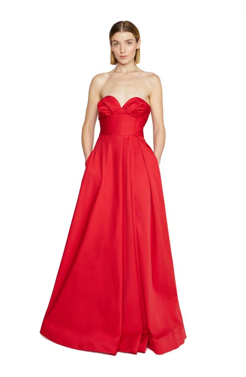 ml Monique Lhuillier Sabine Strapless Gown In Ruby