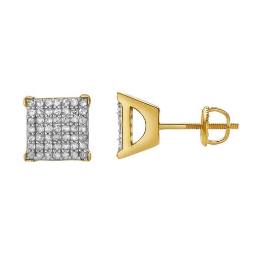 Luvmyjewelry Sorentis 10k Yellow Gold Cluster Diamond Unisex Earrings In 10k Yellow Gold