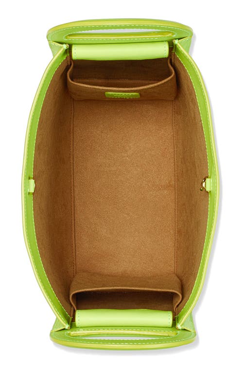 Mcm Mini Mode Travia Leather Tote In Acid Lime